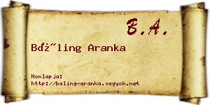 Báling Aranka névjegykártya